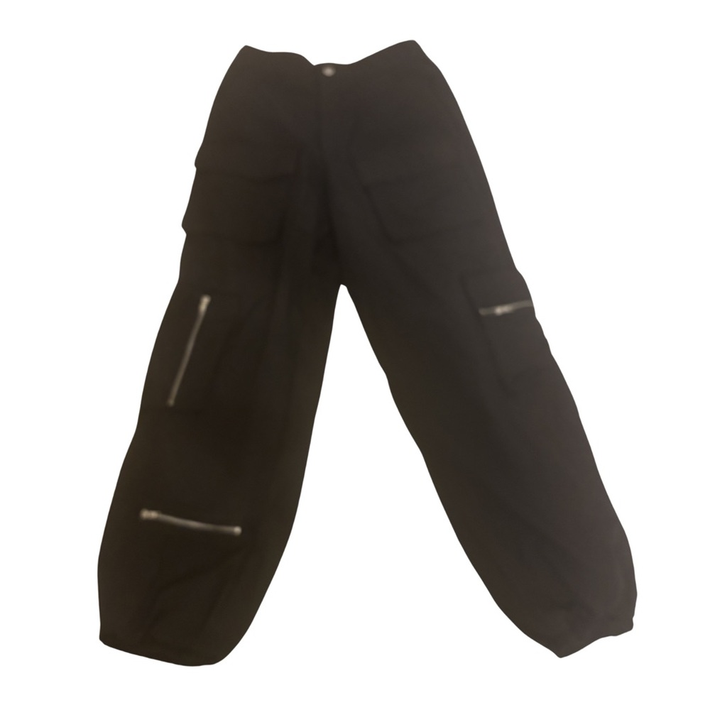 Black Cargo Jogger Pants Zipper Detail Streetwear Charlotte Russe – Never Worn